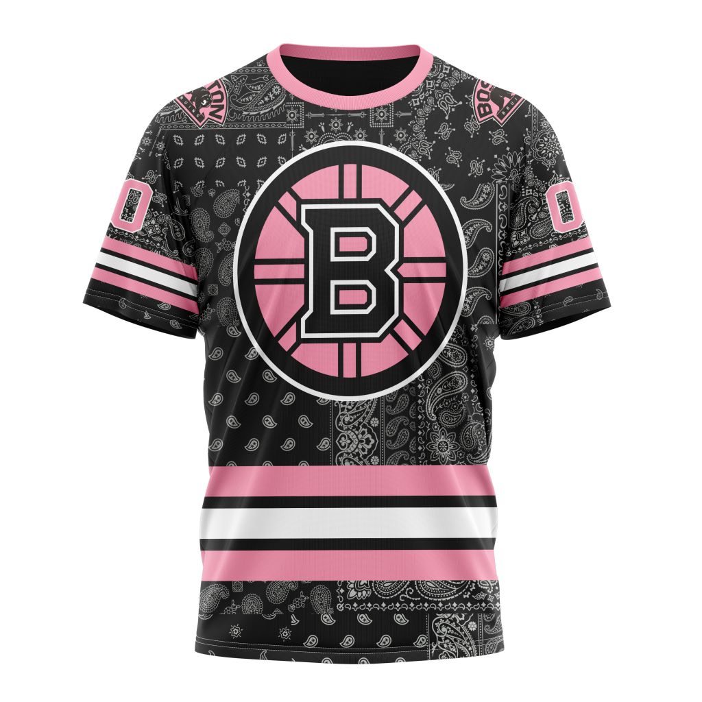 Buildercar - Boston Bruins Special Pink Paisley Design 01 Personalized Name And Number T-Shirt
