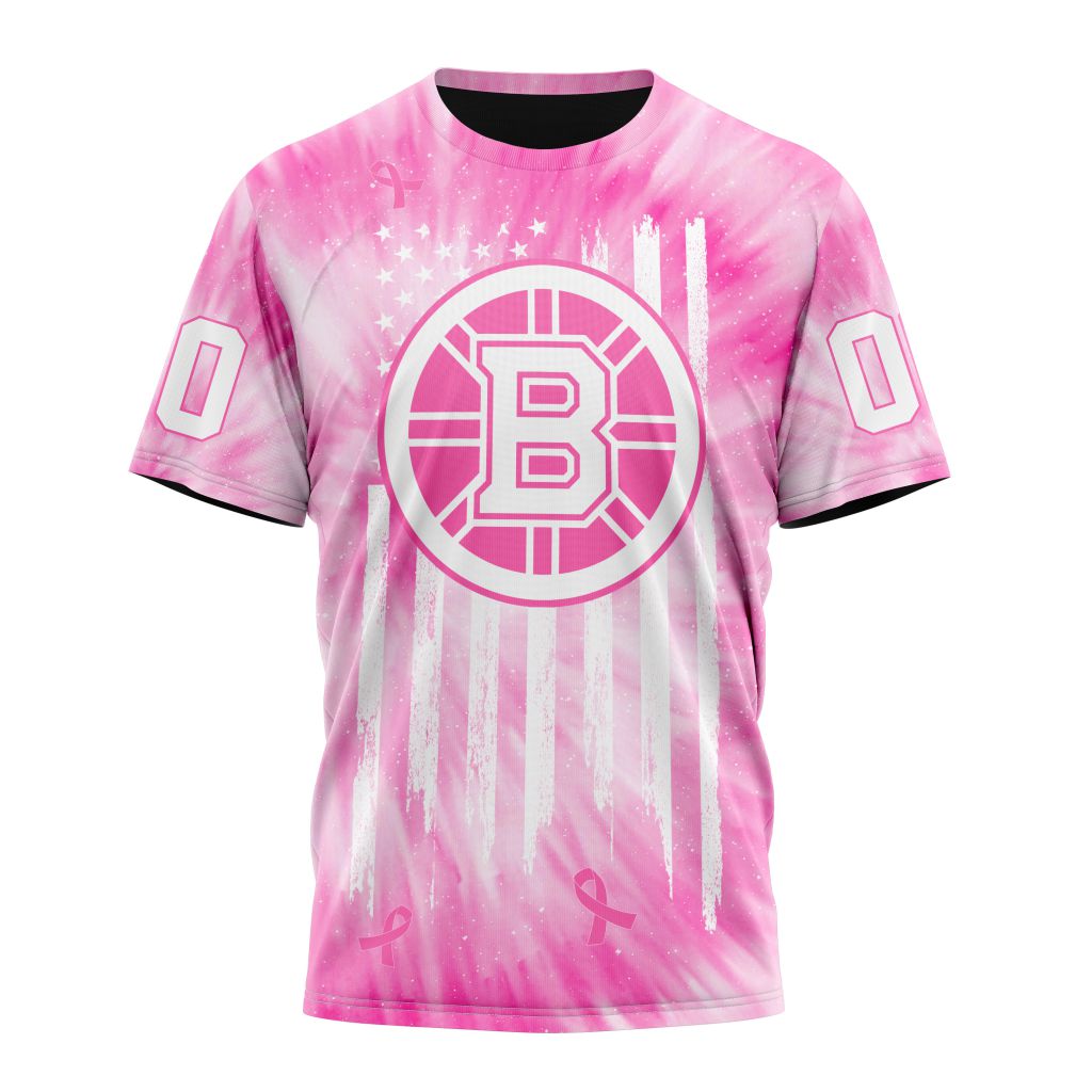 Buildercar - Boston Bruins Special Pink Tie-Dye Personalized Name And Number T-Shirt