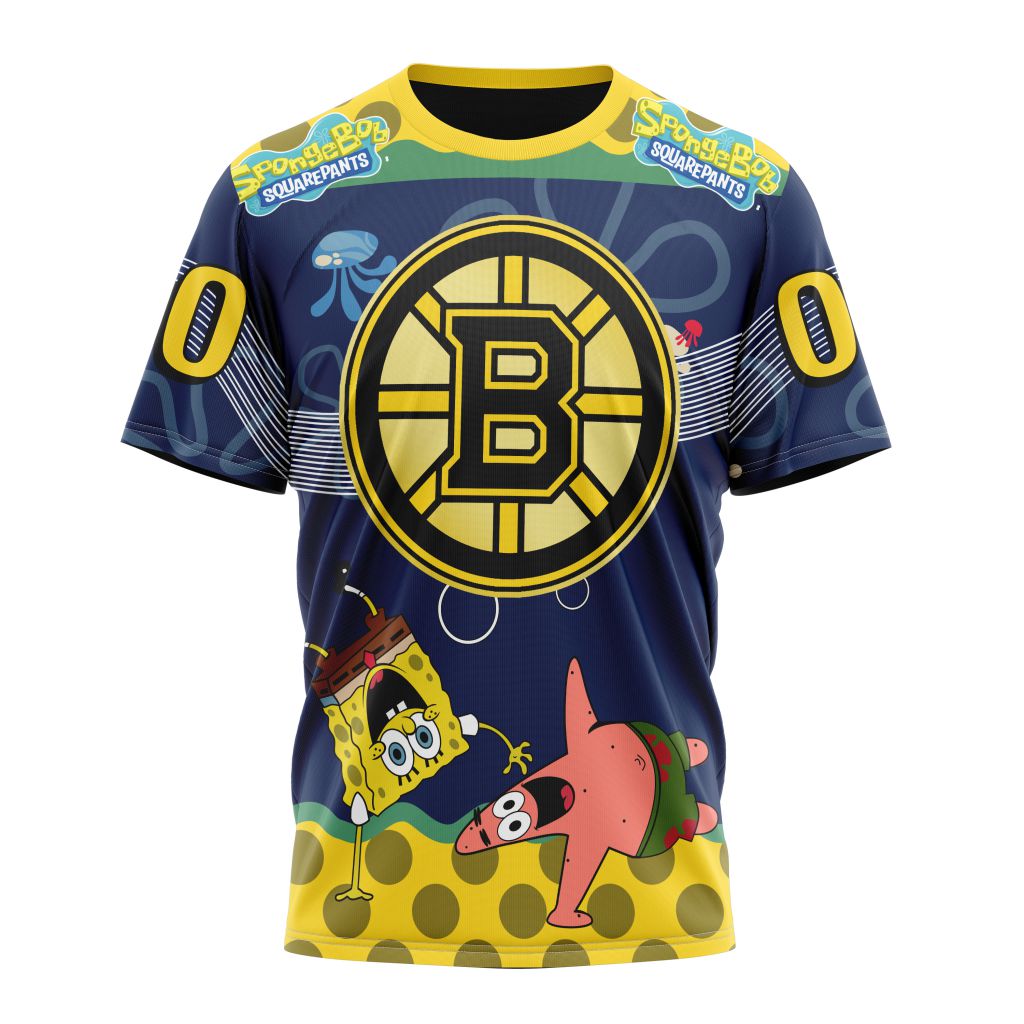 Buildercar - Boston Bruins With SpongeBob Personalized Name And Number T-Shirt