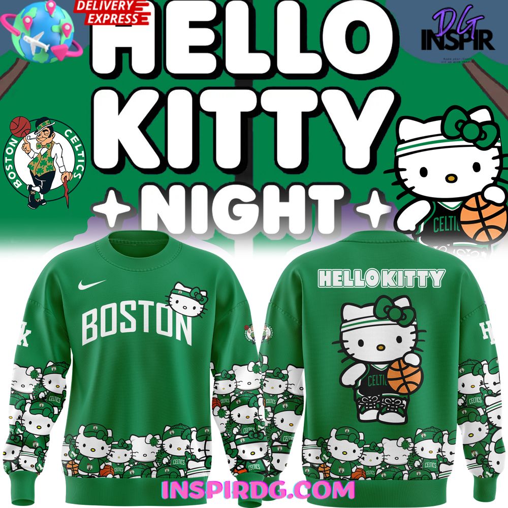 Buildercar - Boston Celtics x Hello Kitty Limited Edition Green Sweatshirt Hoodie