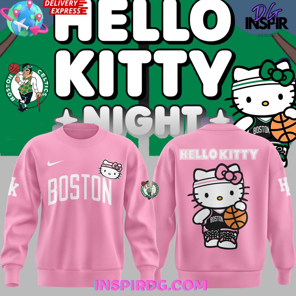 Buildercar - Boston Celtics x Hello Kitty Limited Edition Pink Sweatshirt Hoodie