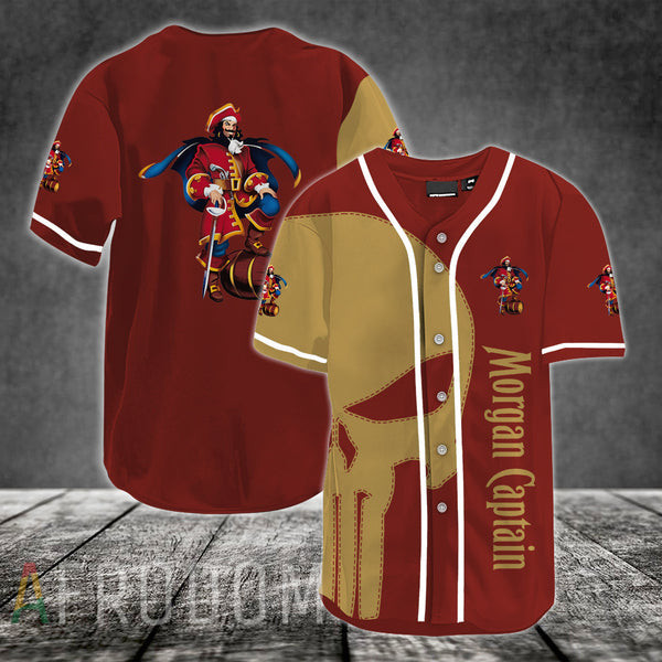 Buildercar - Brown Skull Captain Morgan Baseball Jersey
