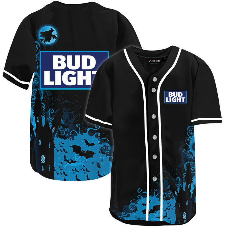 Buildercar - Bud Light Black Halloween Witch Baseball Jersey