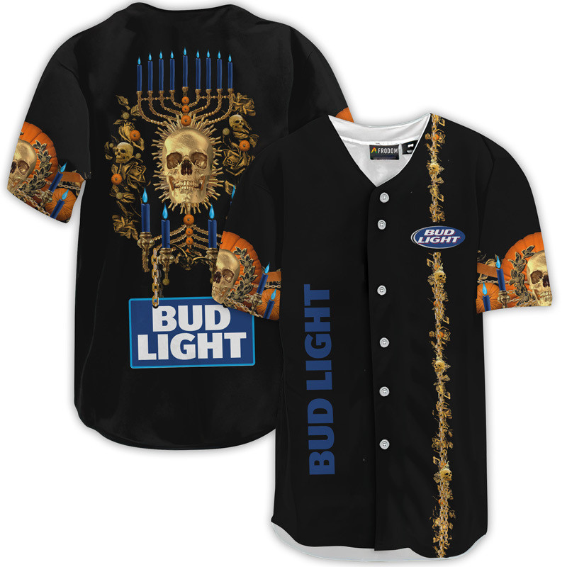 Buildercar - Bud Light Golden Skull And Pumpkin Baseball Jersey