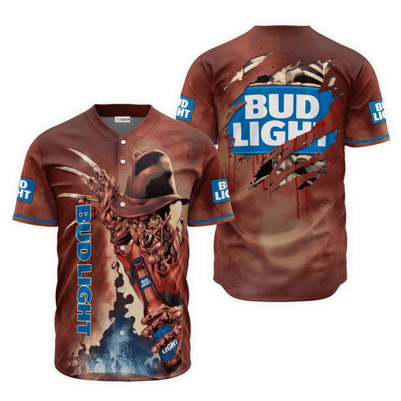 Buildercar - Bud Light Halloween Freddy Krueger Baseball Jersey
