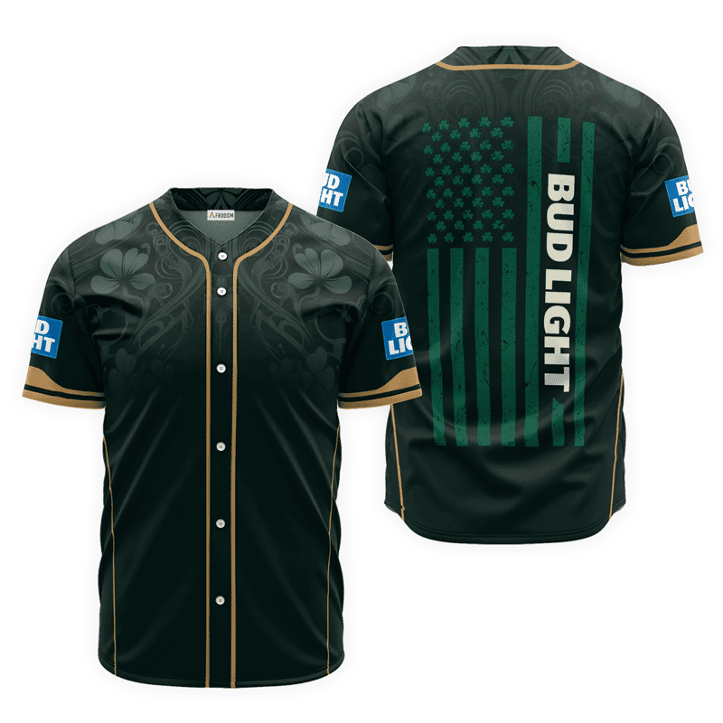 Buildercar - Bud Light St. Patrick's Day American Flag Baseball Jersey
