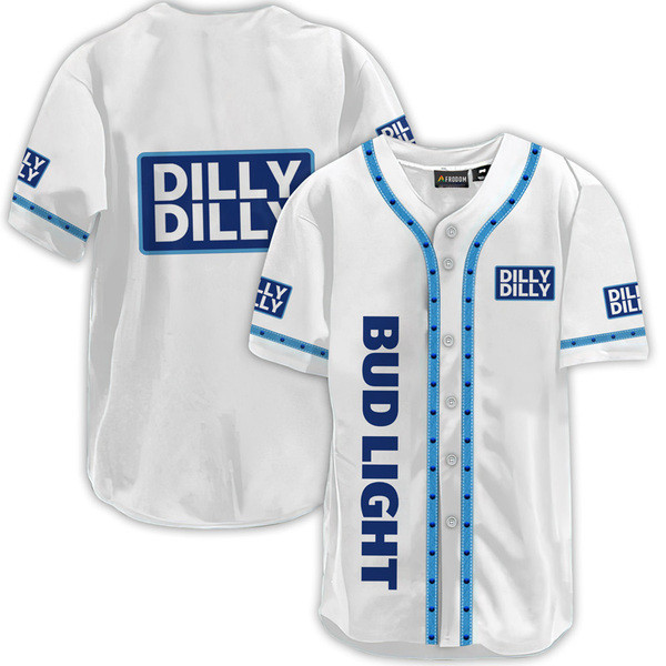 Buildercar - Bud Light White Dilly Dilly Baseball Jersey