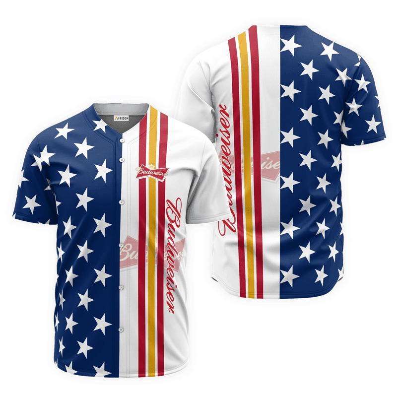 Buildercar - Budweiser Beer American Flag Baseball Jersey