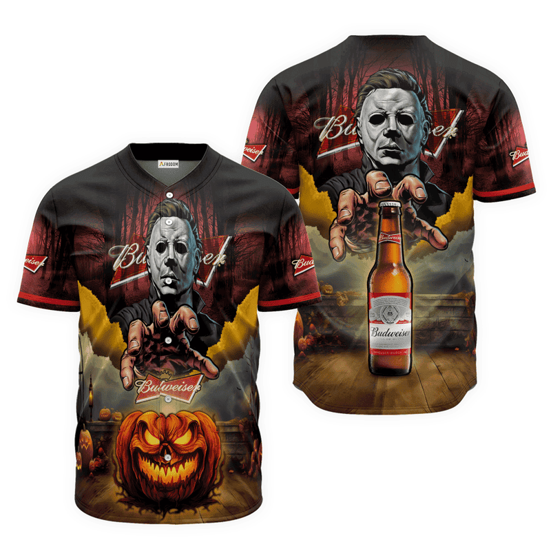 Buildercar - Budweiser Beer Halloween Michael Myers Baseball Jersey