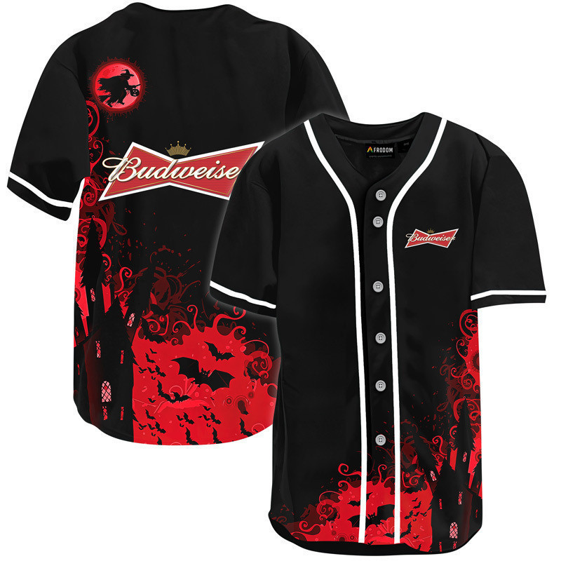 Buildercar - Budweiser Black Halloween Witch Baseball Jersey