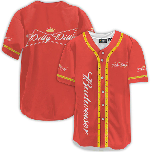 Buildercar - Budweiser Red Dilly Dilly Baseball Jersey