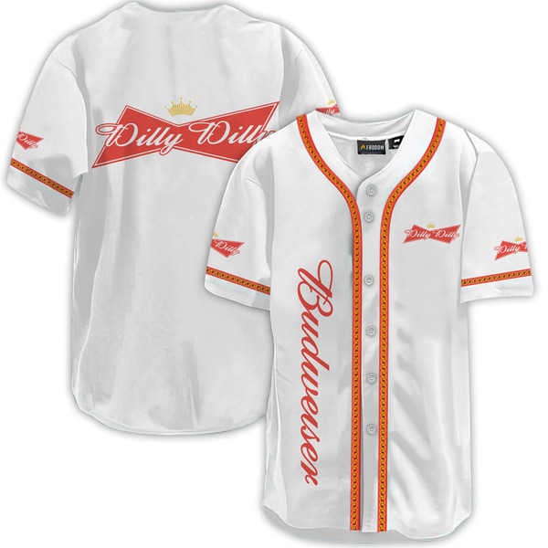 Buildercar - Budweiser White Dilly Dilly Baseball Jersey