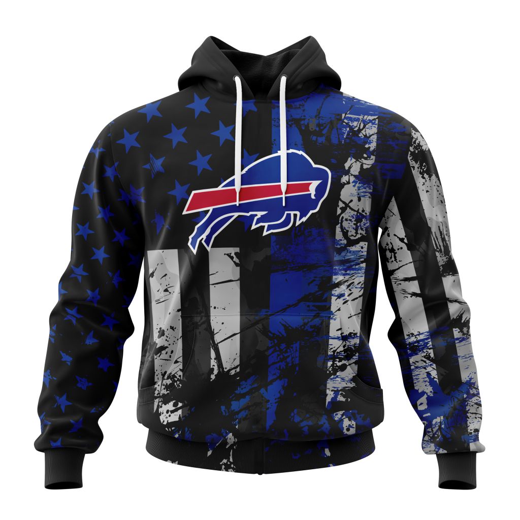 Buildercar - Buffalo Bills Blue Thin Line Flag NFL Football Team Hoodie
