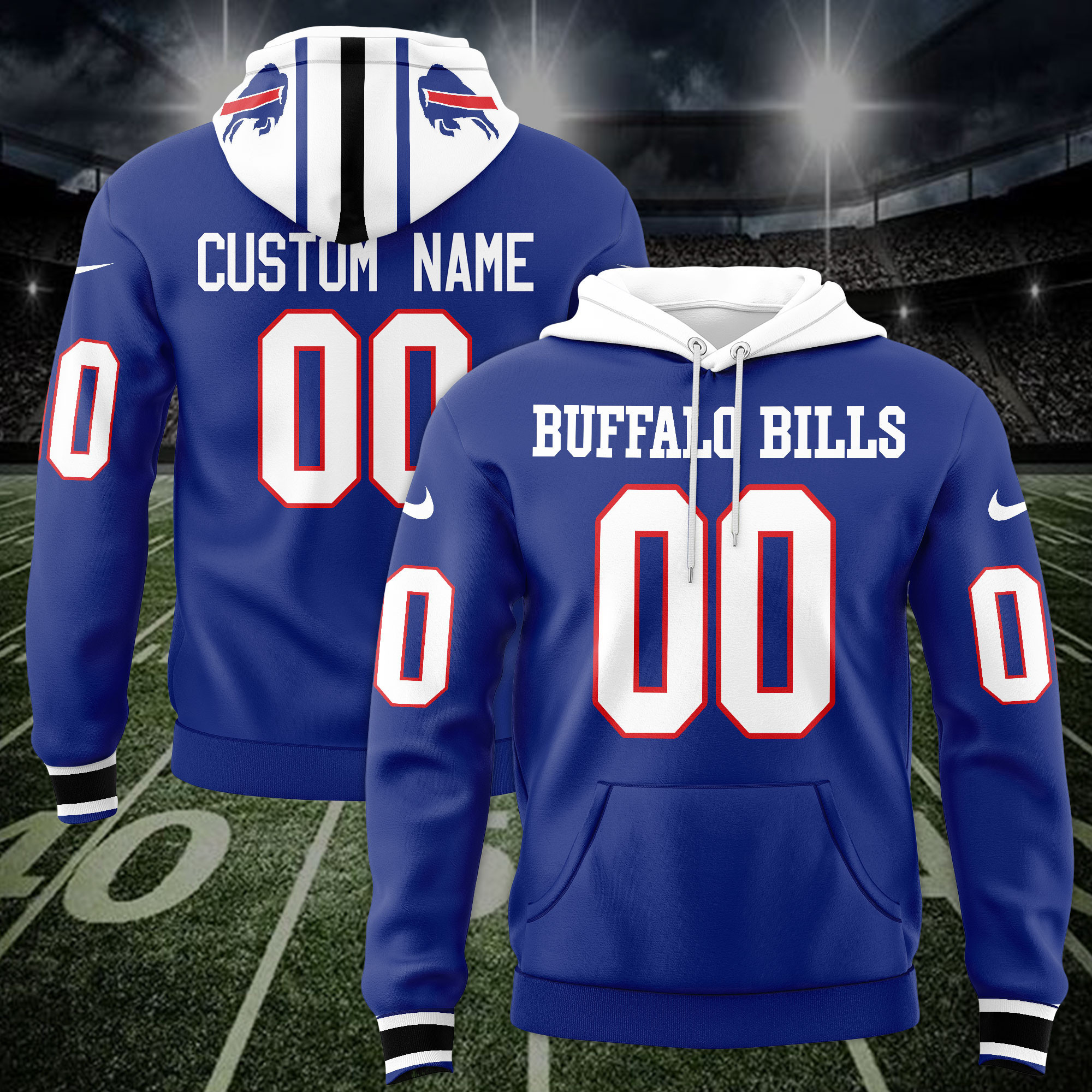 Buildercar - Buffalo Bills Custom Name And Number 3D Hoodie