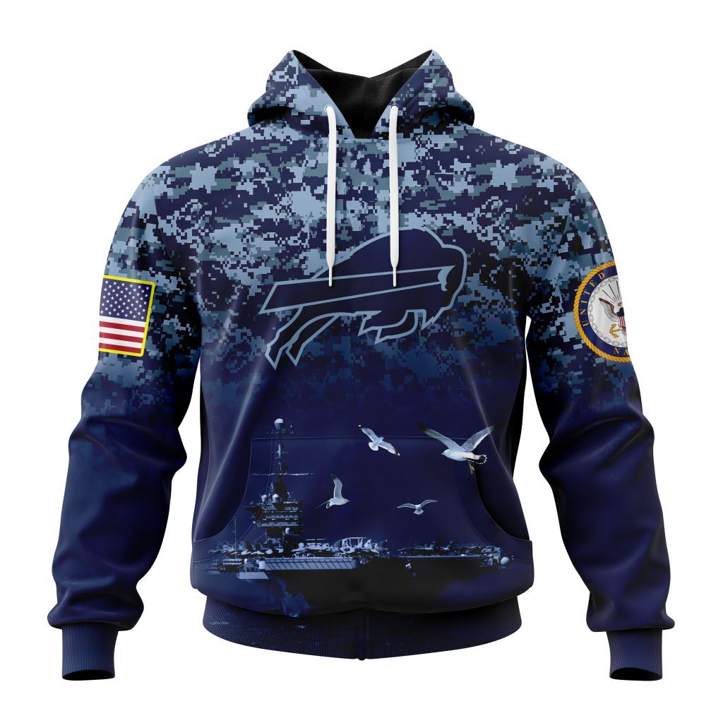 Buildercar - Buffalo Bills Navy Camo NFL Football Team Hoodie