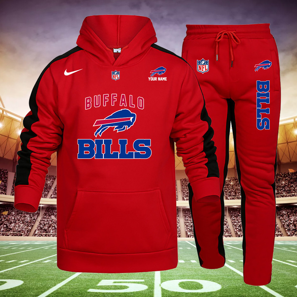 Buildercar - Buffalo Bills NFL Team Sport Red Hoodie Sweatpant Tracksuit