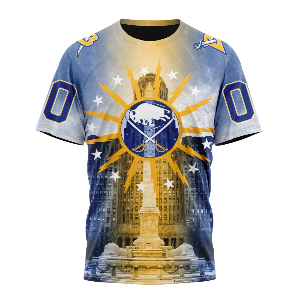 Buildercar - Buffalo Sabres With Buffalo City Hall Personalized Name And Number T-Shirt