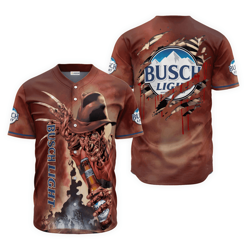 Buildercar - Busch Light Halloween Freddy Krueger Baseball Jersey