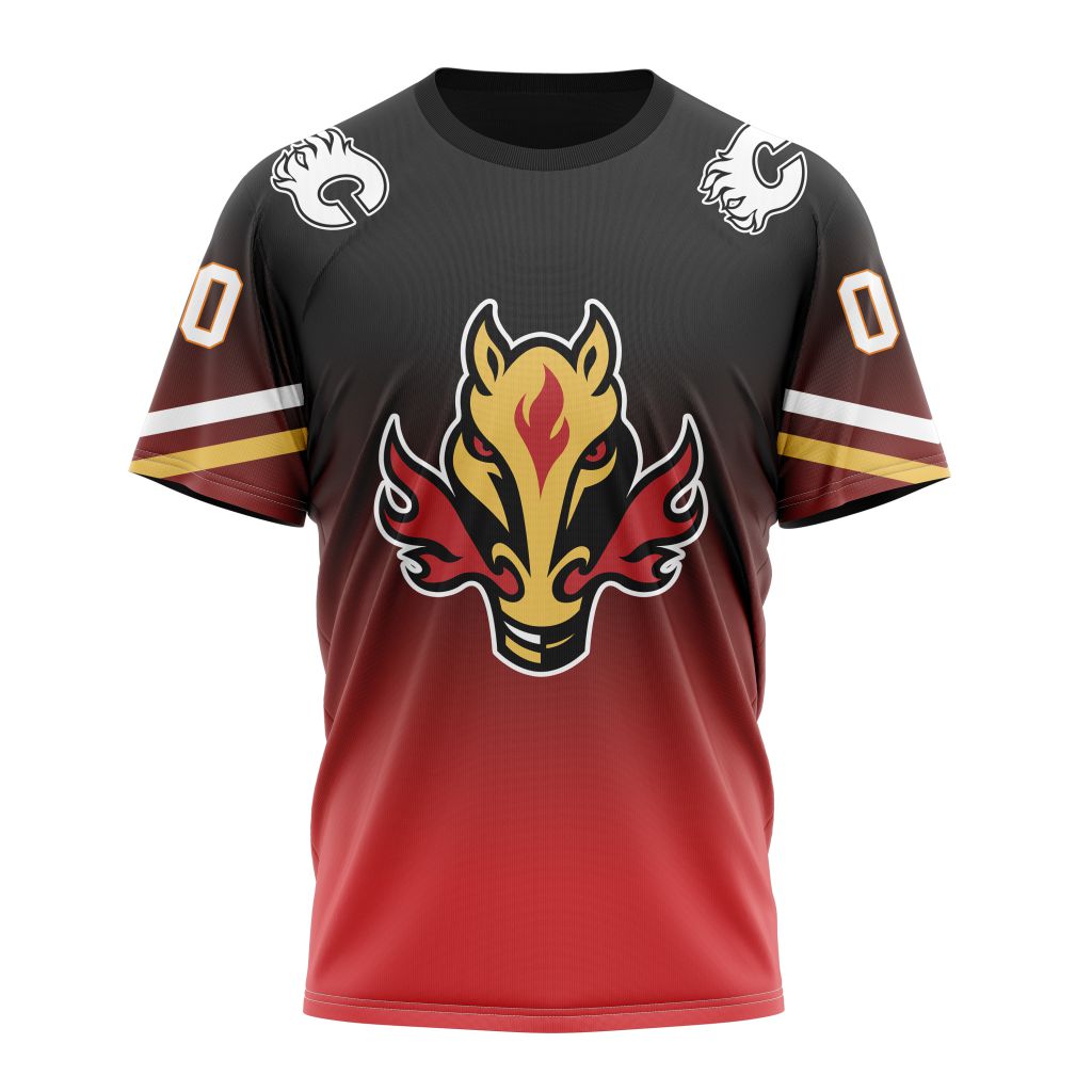 Buildercar - Calgary Flames New Gradient Series Concept Personalized Name And Number T-Shirt