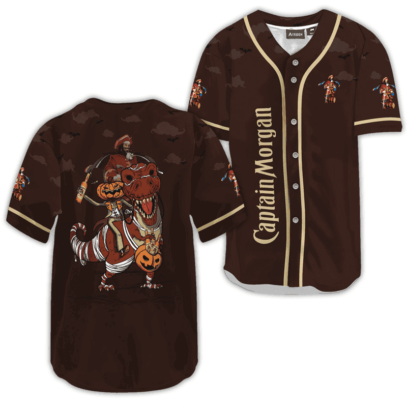 Buildercar - Captain Morgan Brown Halloween Dinosaur Baseball Jersey