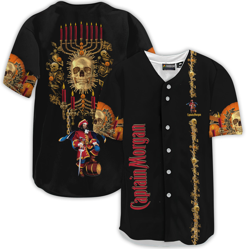 Buildercar - Captain Morgan Golden Skull And Pumpkin Baseball Jersey