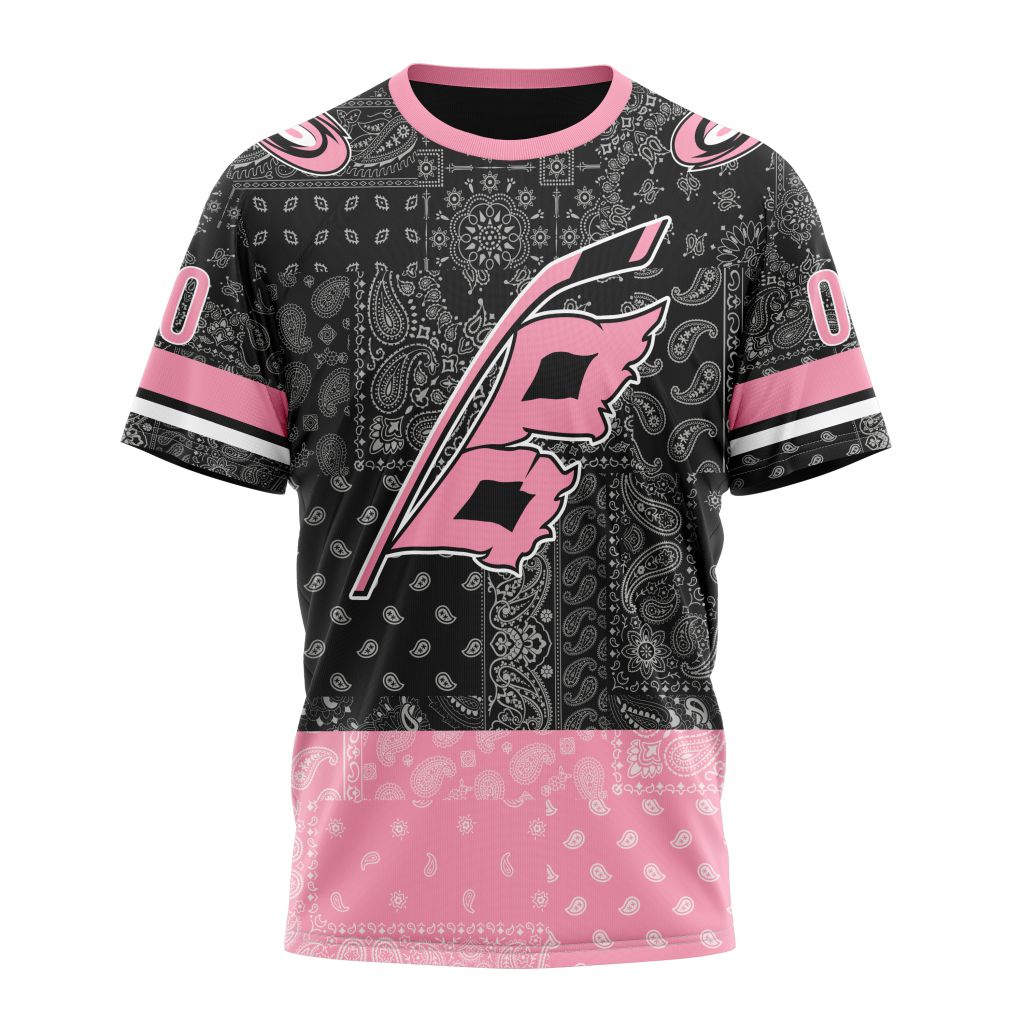 Buildercar - Carolina Hurricanes Special Pink Paisley Design 01 Personalized Name And Number T-Shirt