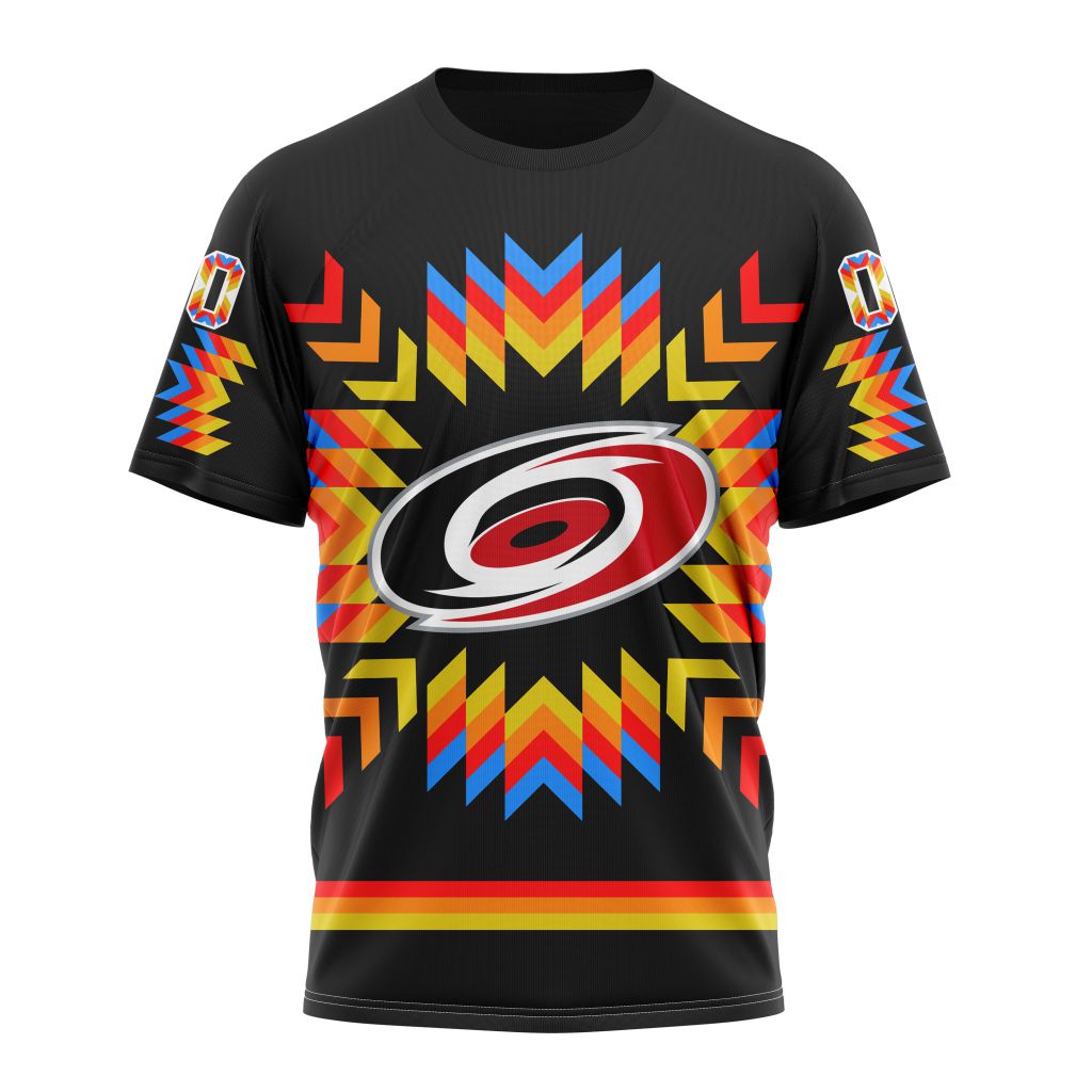 Buildercar - Carolina Hurricanes With Native Pattern Personalized Name And Number T-Shirt