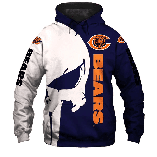 Buildercar - Chicago Bears Punisher NFL Unisex 3D Hoodie