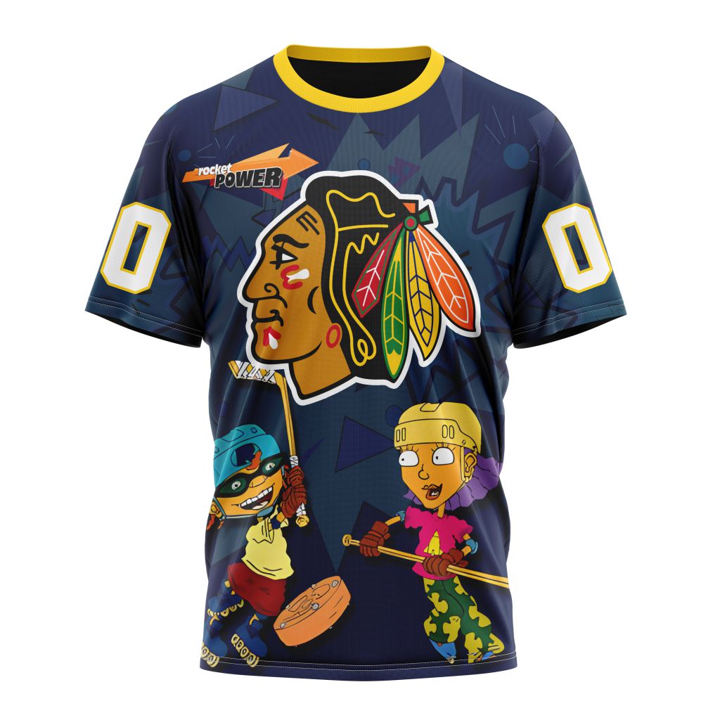 Buildercar - Chicago BlackHawks For Rocket Power Personalized Name And Number T-Shirt