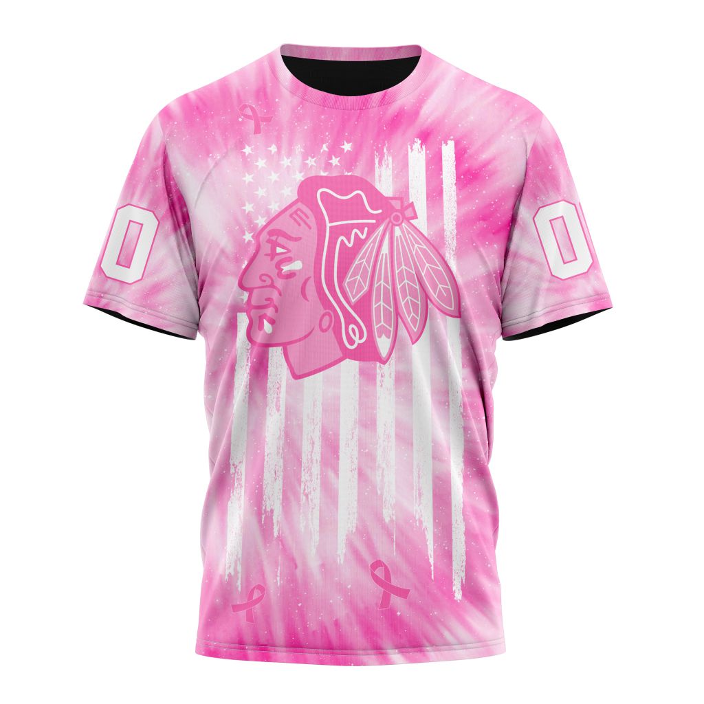 Buildercar - Chicago Blackhawks Special Pink Tie-Dye Personalized Name And Number T-Shirt