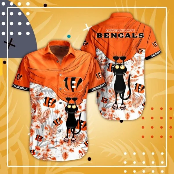 Buildercar - Cincinnati Bengals Mischievous Cat Hawaiian Shirt