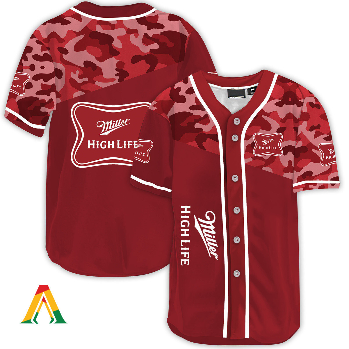 Buildercar - Classic Camouflage Miller High Life Baseball Jersey