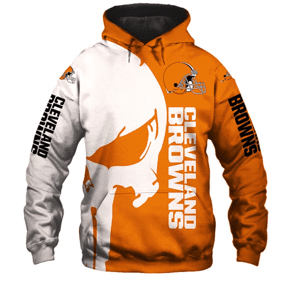 Buildercar - Cleveland Browns Punisher NFL Unisex 3D Hoodie