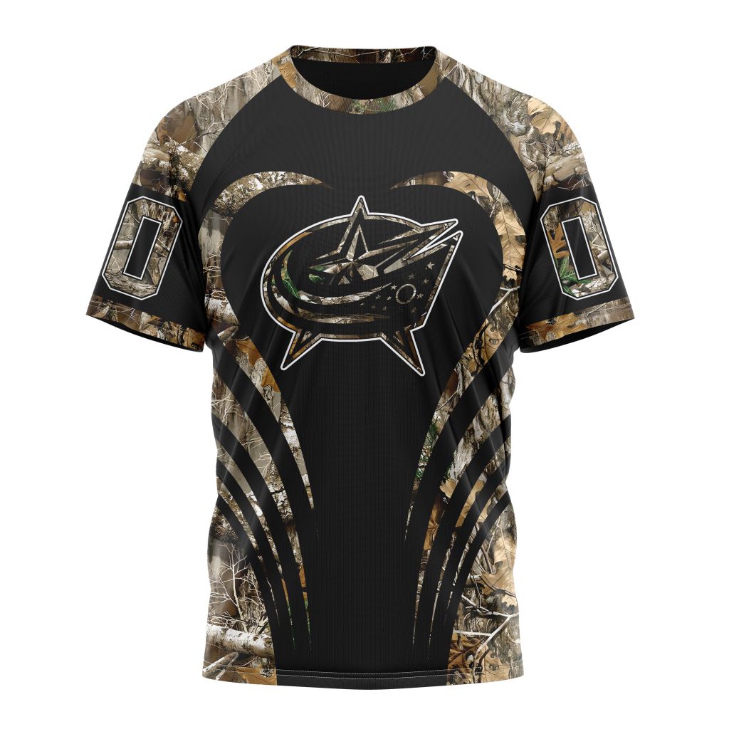 Buildercar - Columbus Blue Jackets Special Camo Hunting Personalized Name And Number T-Shirt