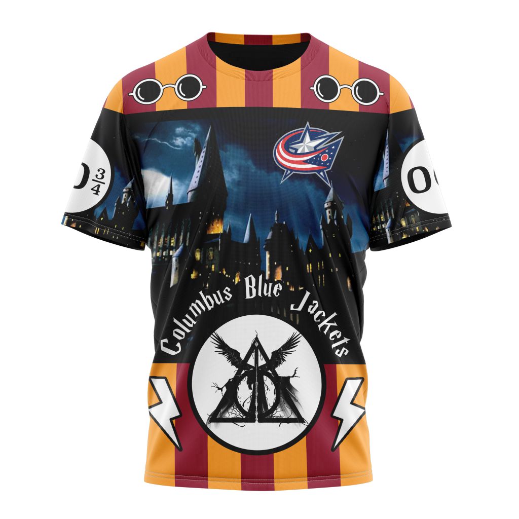Buildercar - Columbus Blue Jackets With Harry Potter Theme Personalized Name And Number T-Shirt