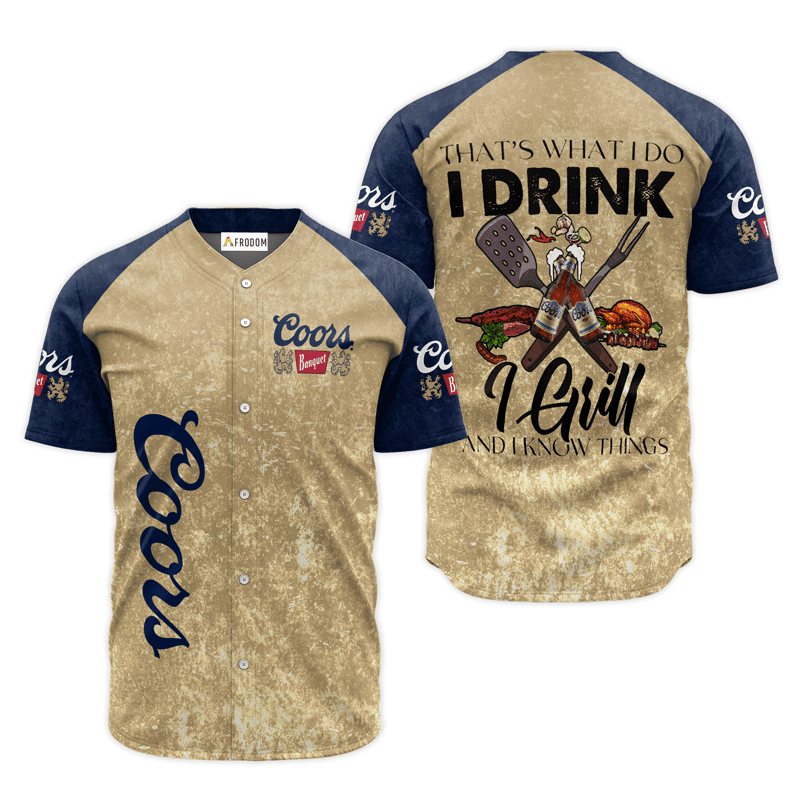 Buildercar - Coors Banquet Beige I Drink I Grill Baseball Jersey