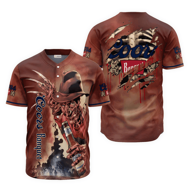 Buildercar - Coors Banquet Halloween Freddy Krueger Baseball Jersey