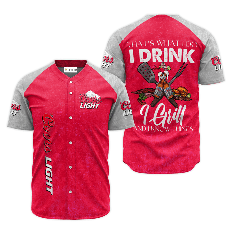 Buildercar - Coors Light Pink I Drink I Grill Baseball Jersey