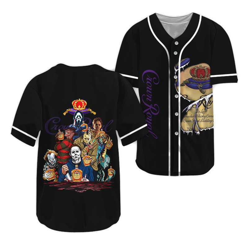 Buildercar - Crown Royal Horror Halloween Characters Baseball Jersey