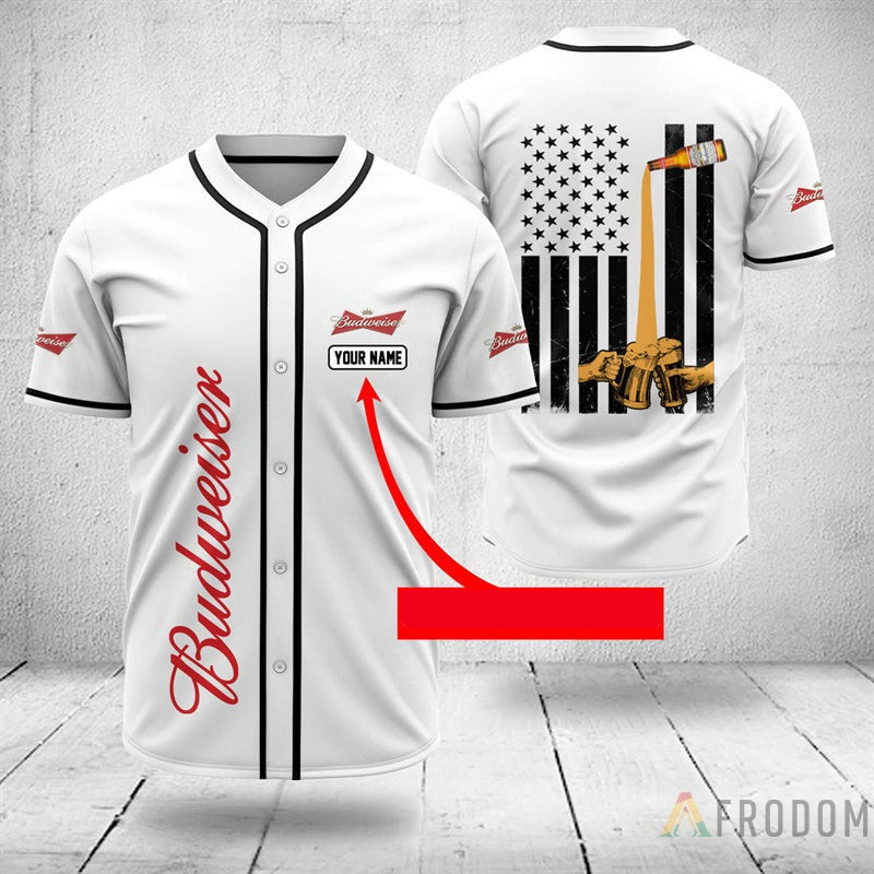 Buildercar - Custom Name Budweiser Beer Baseball Jersey