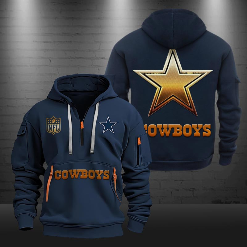Buildercar - Dallas Cowboys Golden Logo NFL Quarter Zip Hoodie