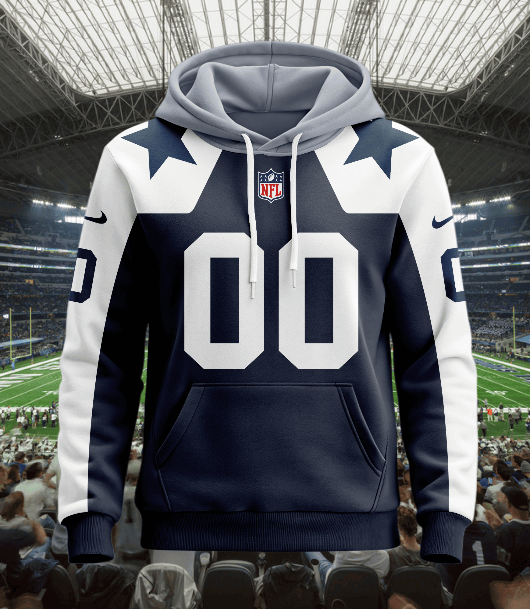 Buildercar - Dallas Cowboys Personalized Name And Number NFL 3D Hoodie Style 23