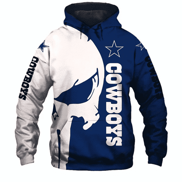 Buildercar - Dallas Cowboys Punisher NFL Unisex 3D Hoodie