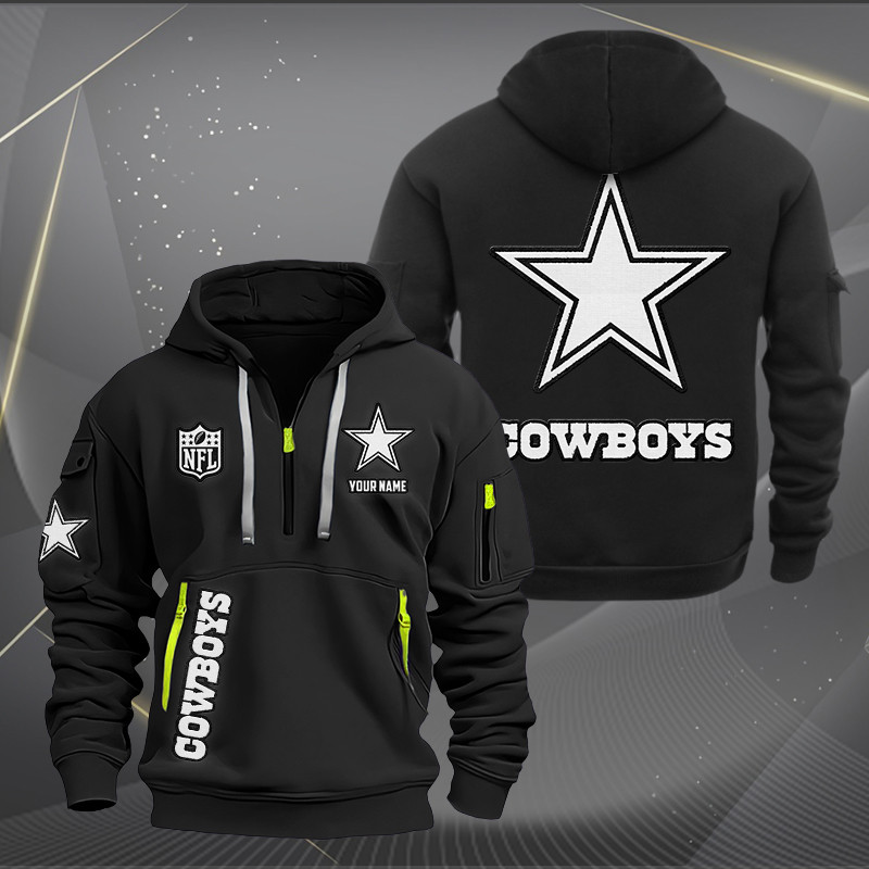 Buildercar - Dallas Cowboys White Logo NFL Quarter Zip Hoodie