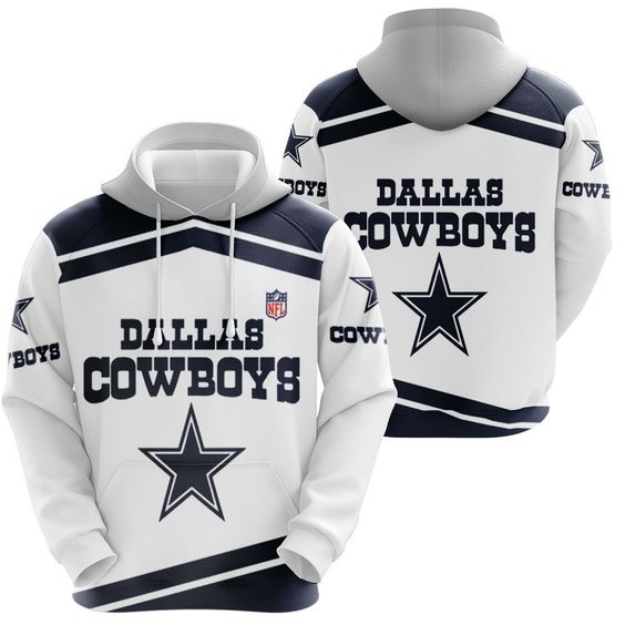 Buildercar - Dallas Cowboys White NFL Football Team Hoodie