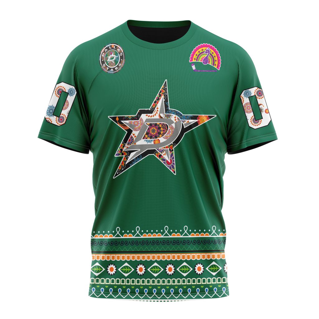 Buildercar - Dallas Stars Hockey For All Diwali Festival Personalized Name And Number T-Shirt