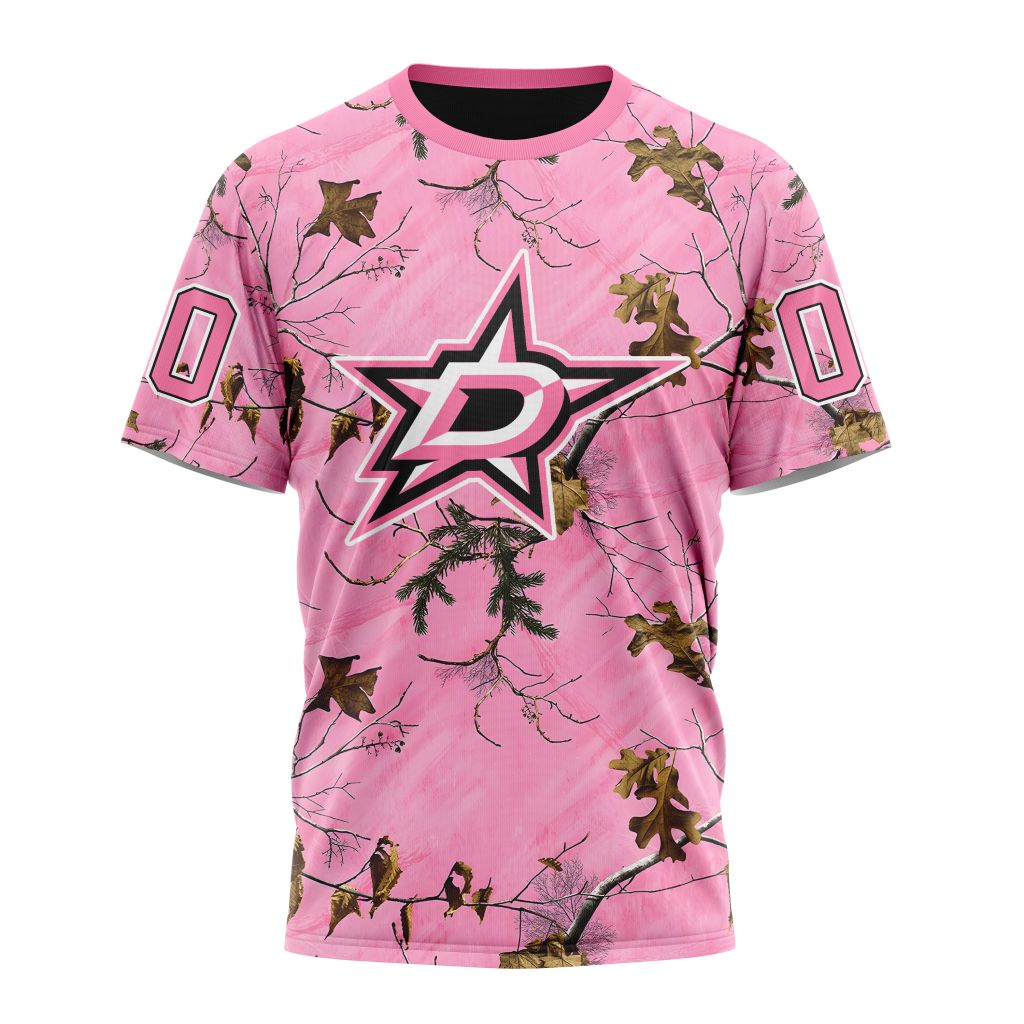 Buildercar - Dallas Stars Special Realtree Pink Camouflage Design 01 Personalized Name And Number T-Shirt