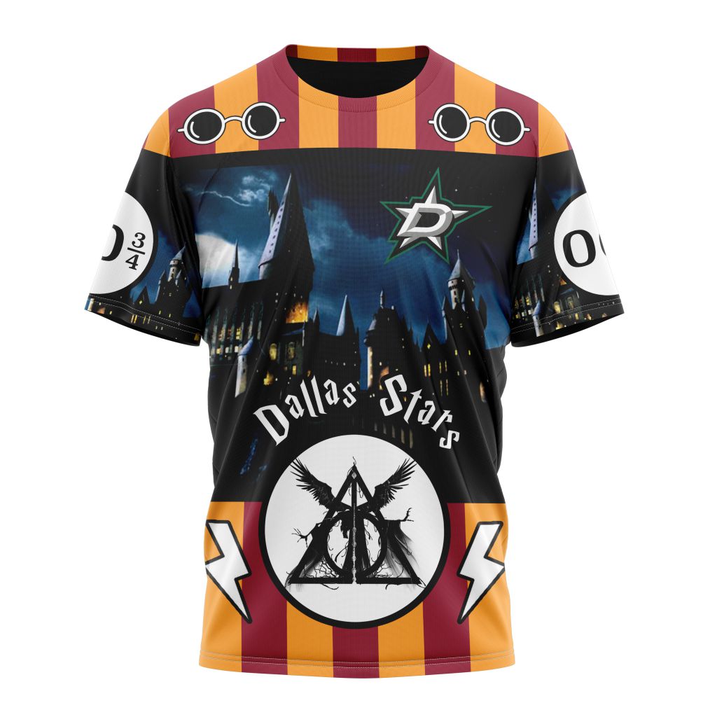 Buildercar - Dallas Stars With Harry Potter Theme Personalized Name And Number T-Shirt