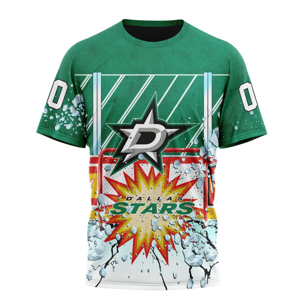 Buildercar - Dallas Stars With Ice Hockey Arena Personalized Name And Number T-Shirt