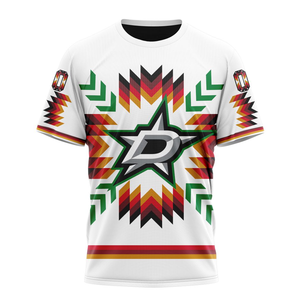 Buildercar - Dallas Stars With Native Pattern Personalized Name And Number T-Shirt